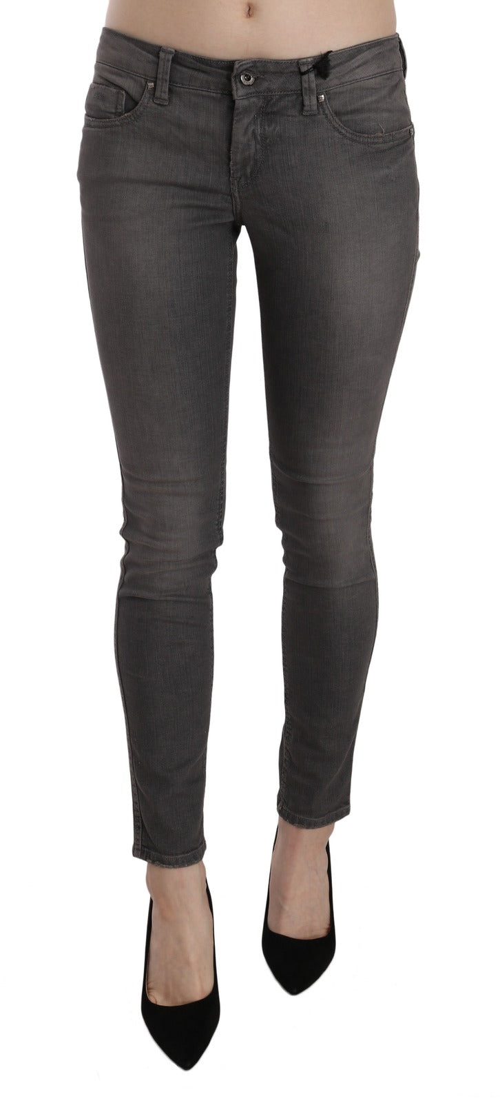 Low Waist Skinny Denim Jeans — Gray