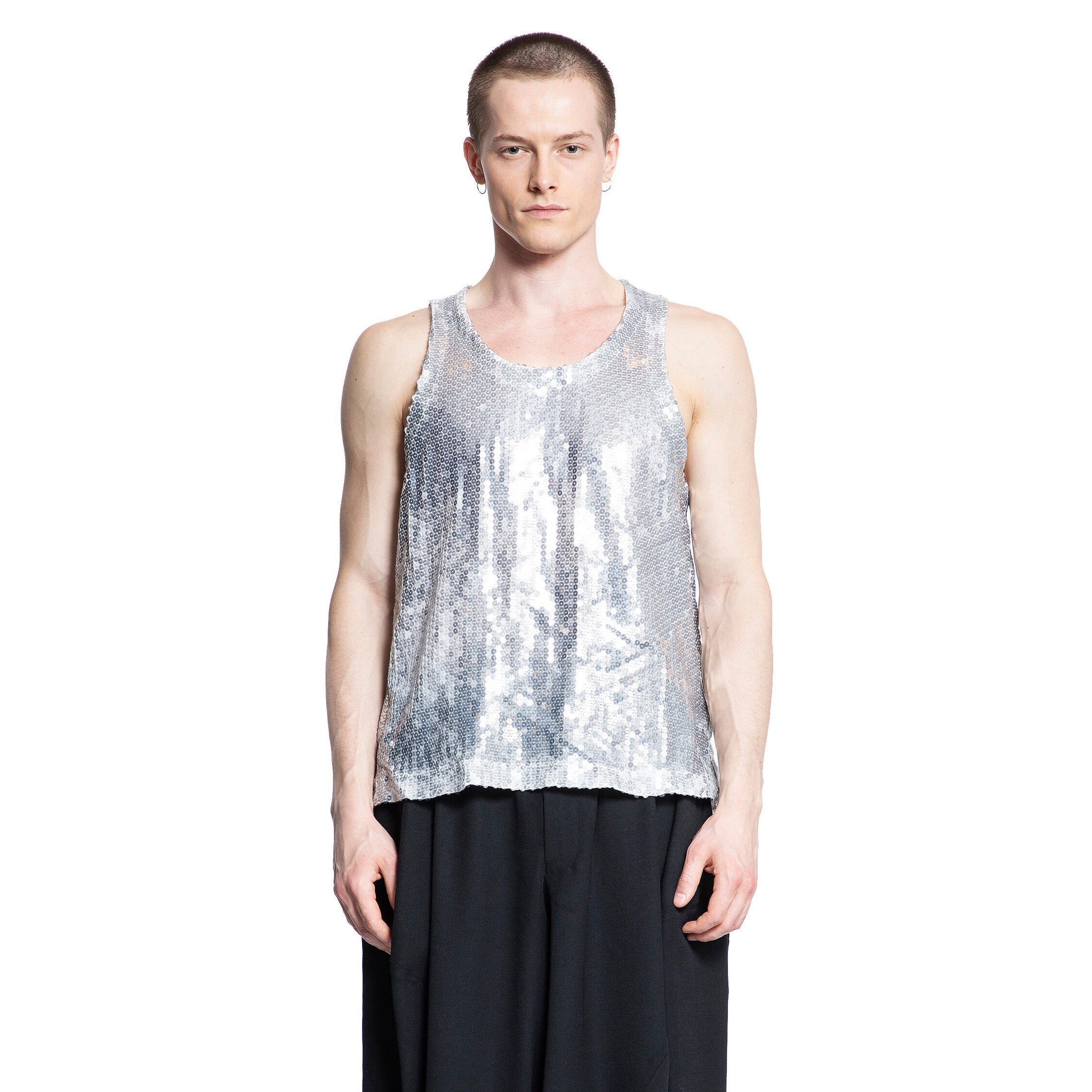 MAN SILVER T-SHIRTS & TANK TOPS
