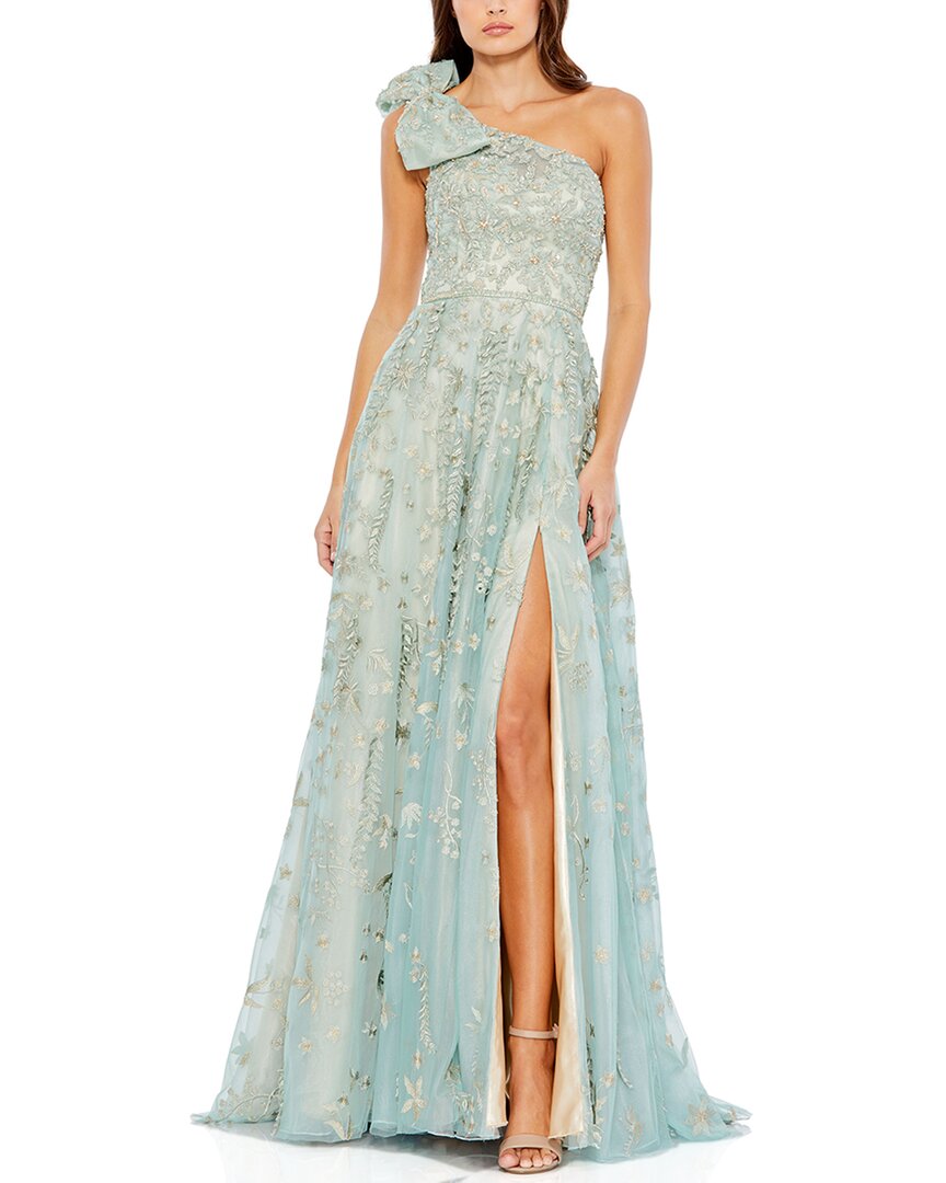 Embellished Bow One-Shoulder A-Line Gown