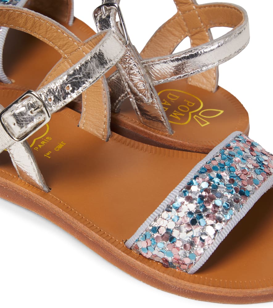 Plagette Buckle glitter leather sandals