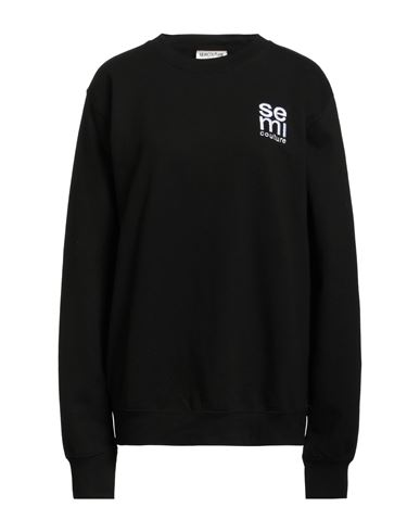 Woman Sweatshirt Black Size M Cotton, Polyester