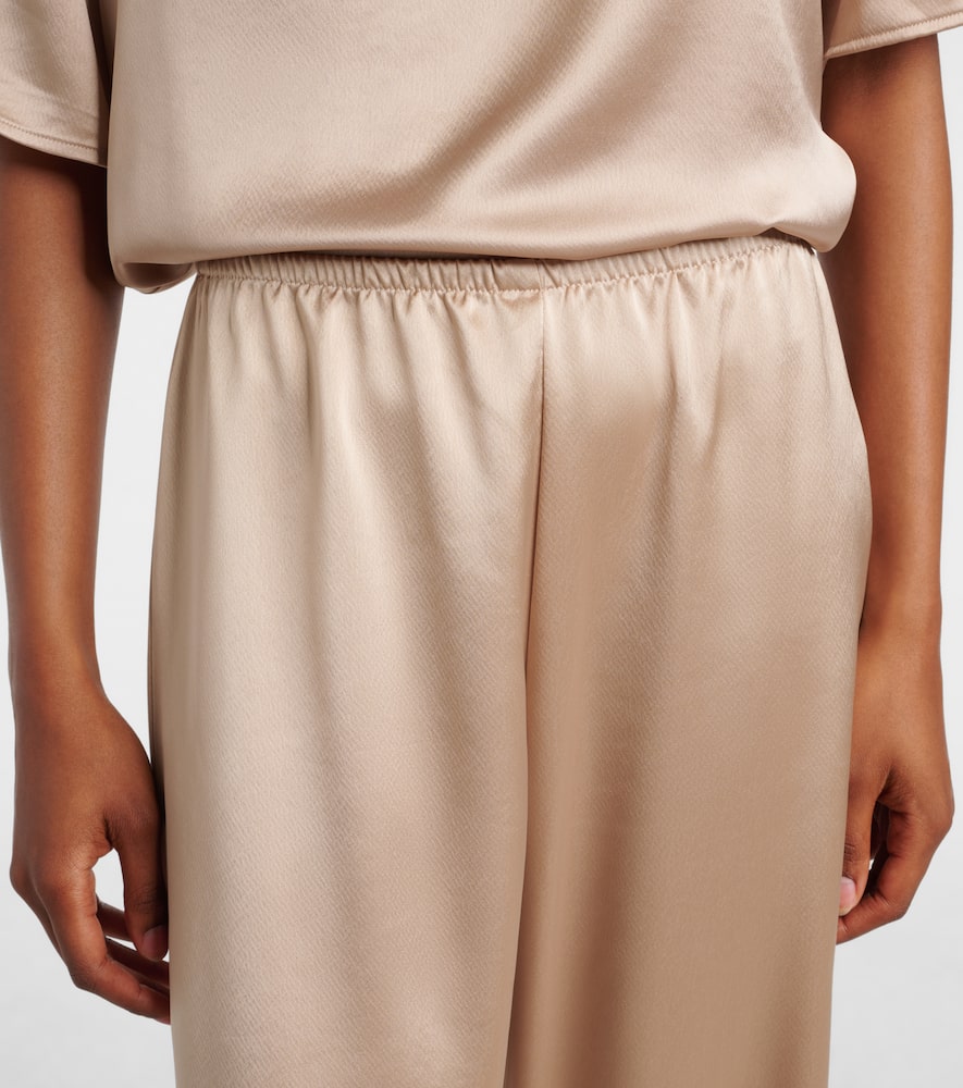 Barb mid-rise satin wide-leg pants