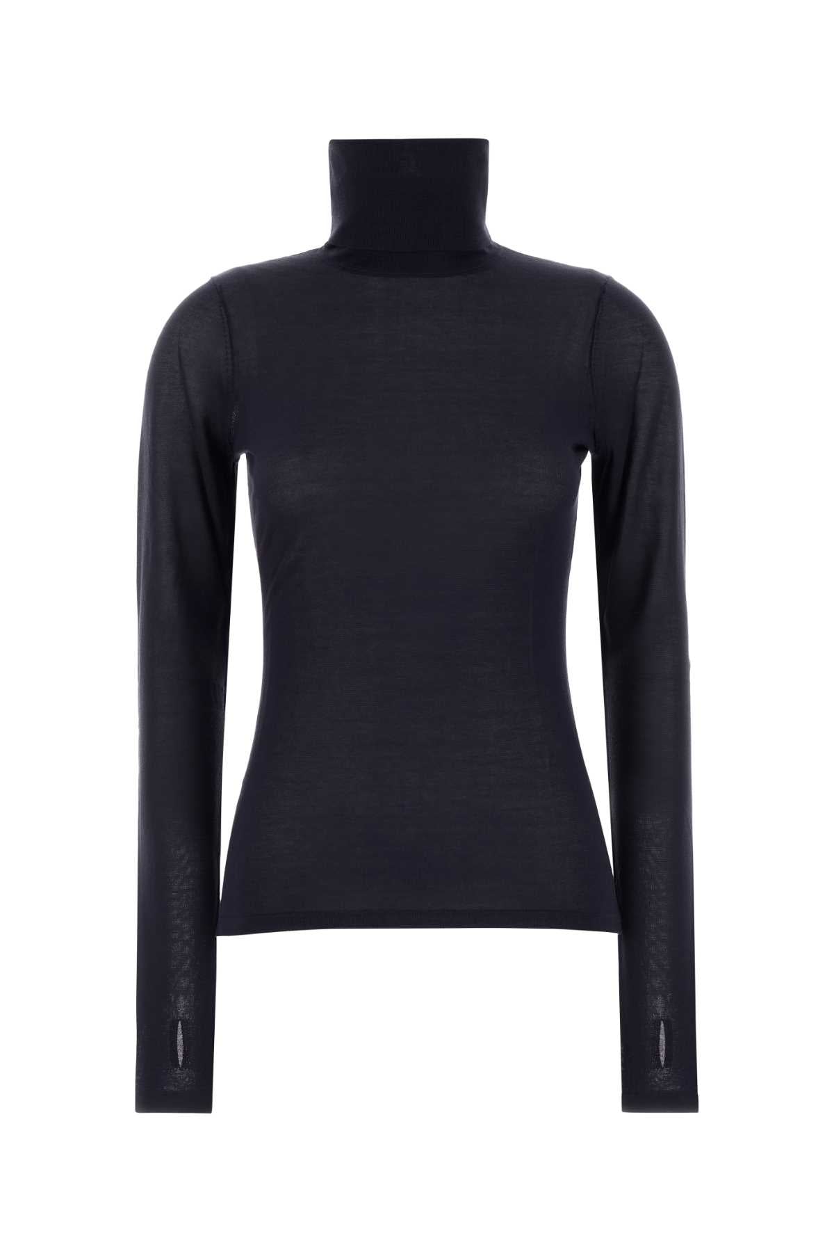 Lyocell-Acetate Turtleneck Sweater — Black