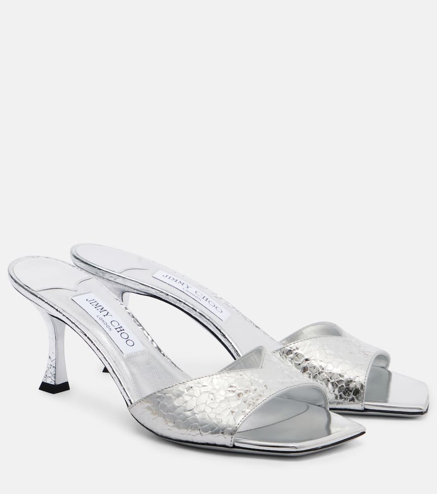 Skye 60 metallic leather mules