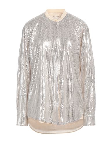 Alysi Crème Woman Shirt Silver Size 2 Polyester