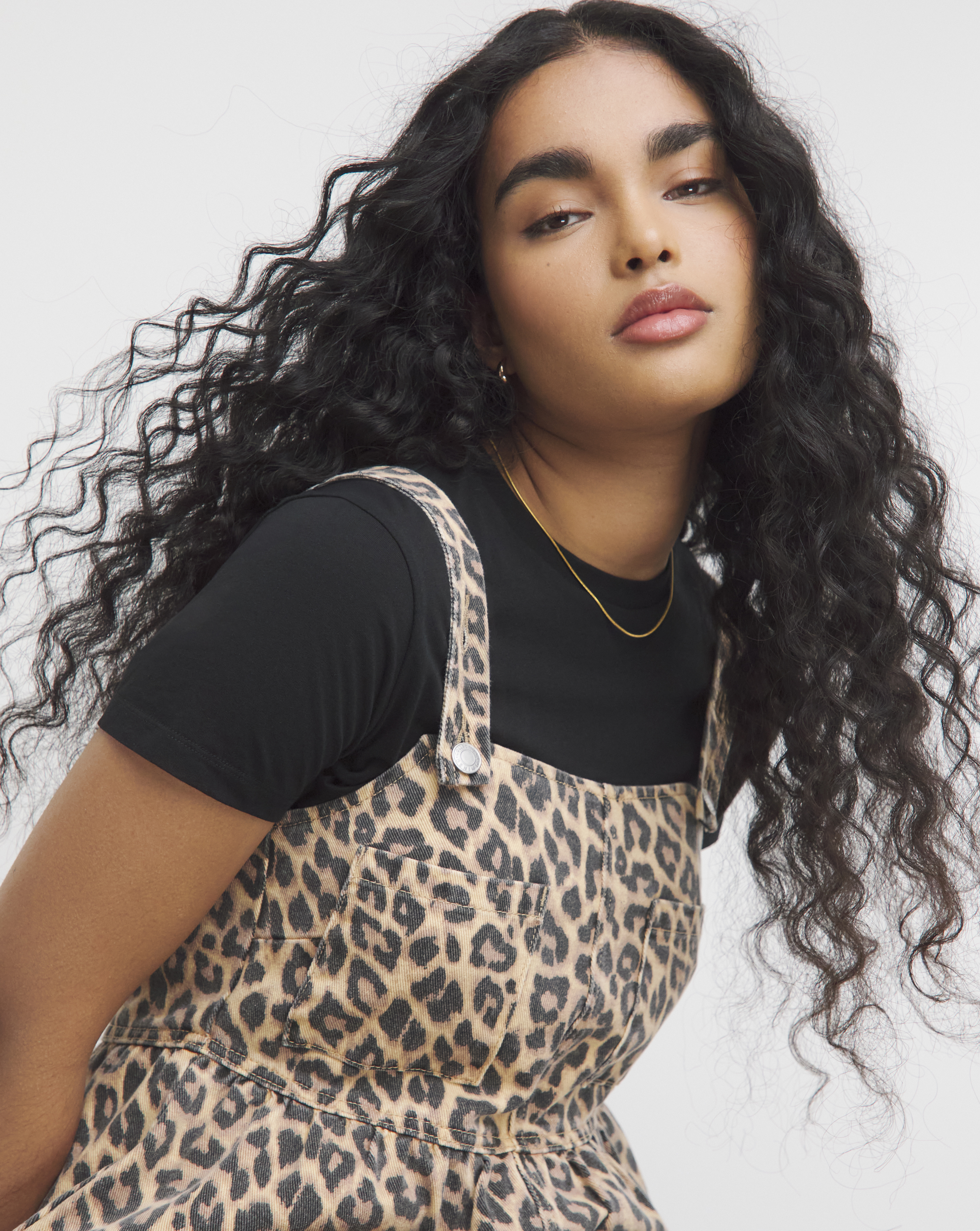 Leopard Midaxi Denim Pinafore Dre