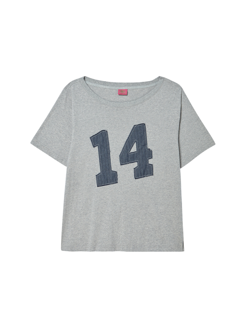 14 DENIM OFF SHOULDER TEE GREY