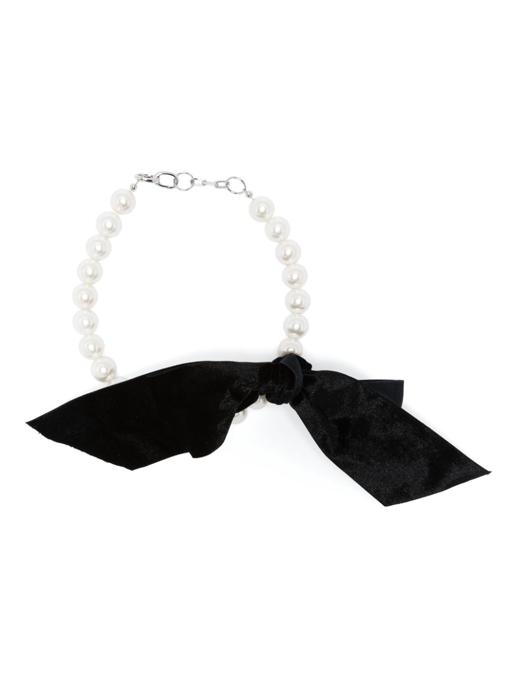 Bead-chain choker necklace - White