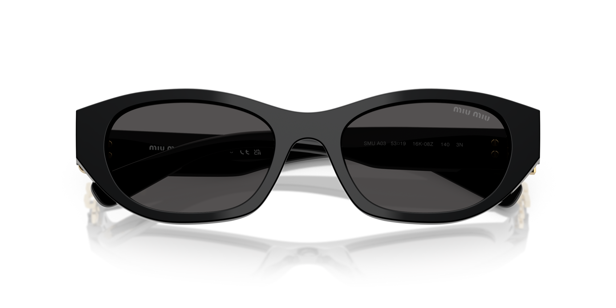 Miu Miu Woman Miu Miu MU A03S 16K08Z Sunglasses Acetate Black Grey Geometric Norma