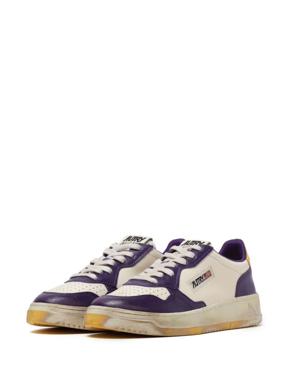 Super Vintage Medalist Low Sneakers In White And Purple Leather