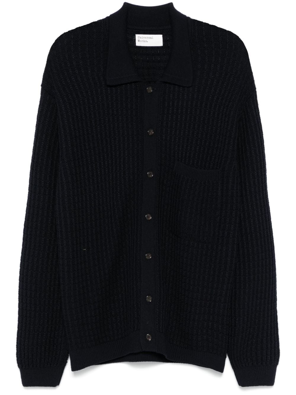 Classic-collar cardigan - Blue