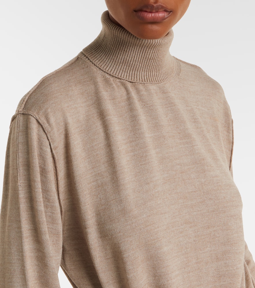 Turtleneck wool-blend midi dress