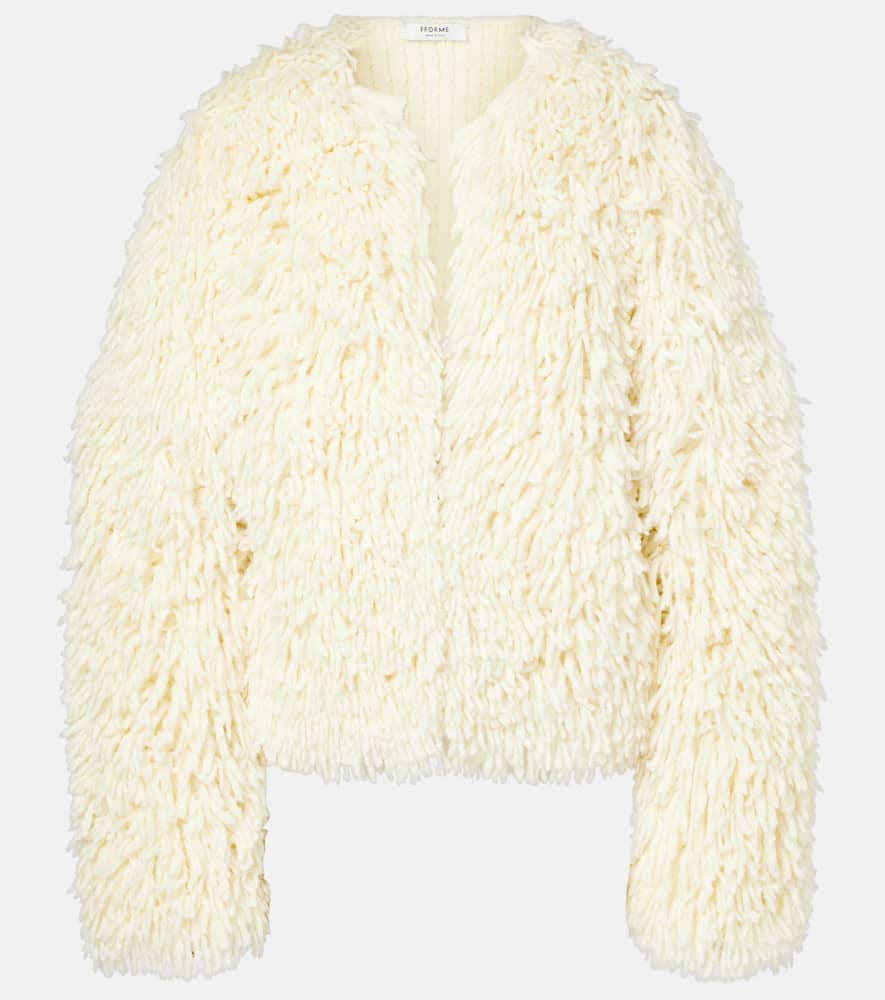 Van fringed wool-blend jacket