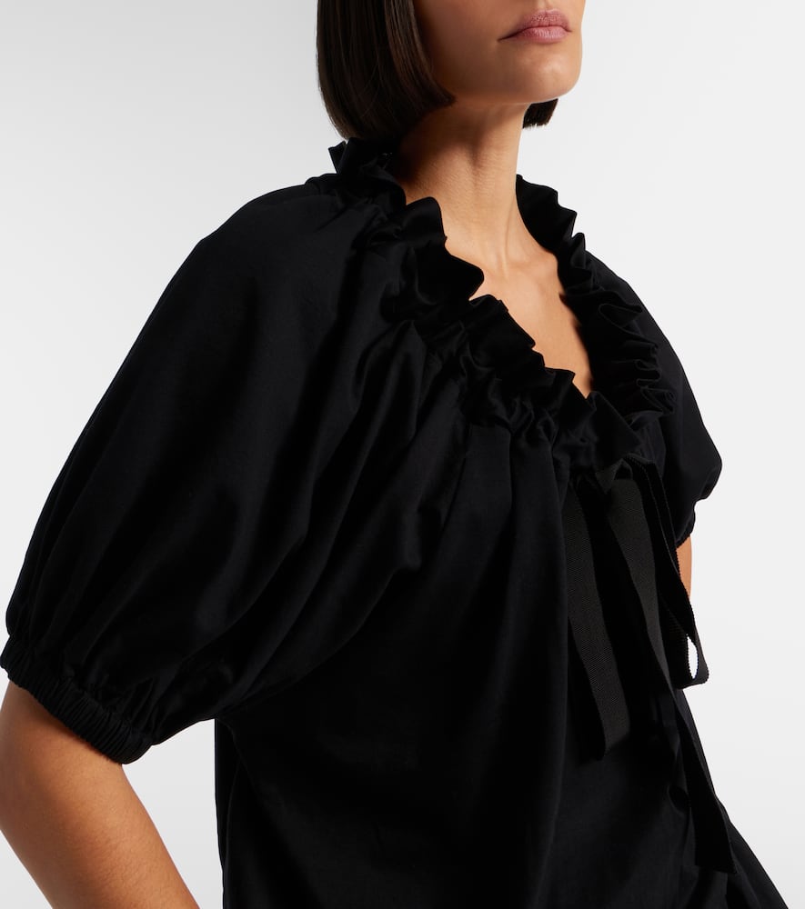 Tie-neck cotton faille minidress