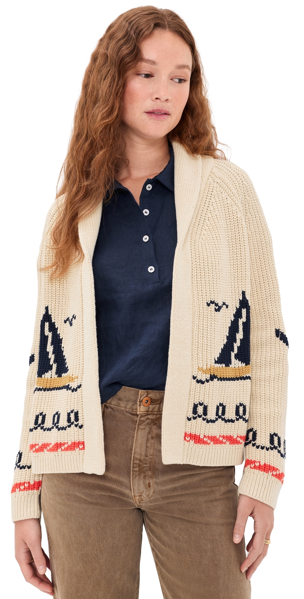 The Sailboat Lodge Cardigan Cream