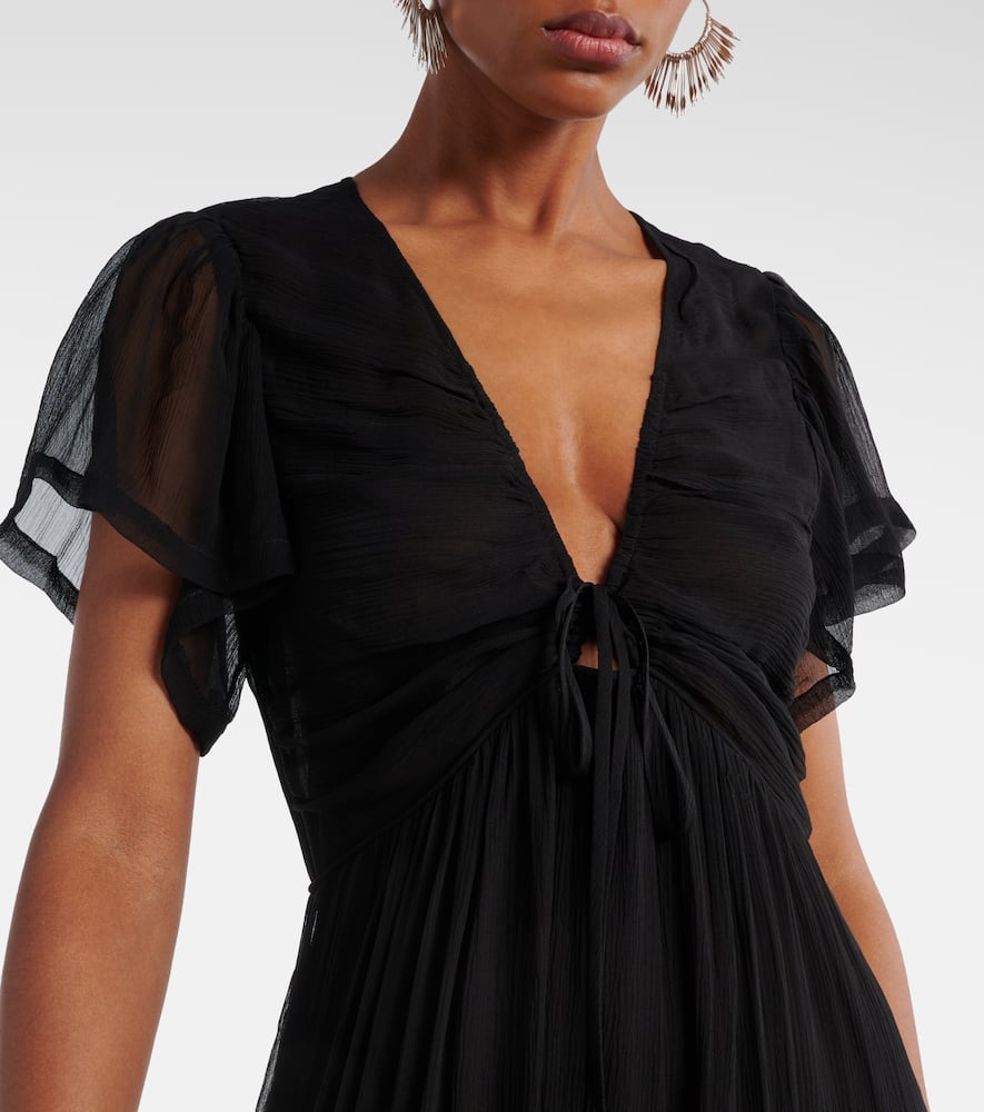 Agathe gathered silk maxi dress