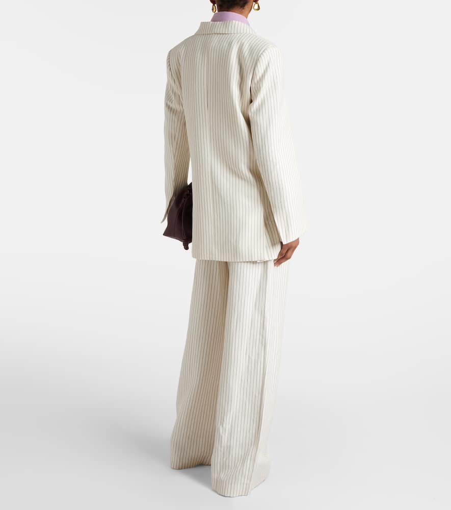 Striped cotton and linen blazer