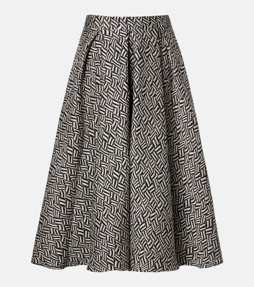 Perle cotton-blend jacquard midi skirt