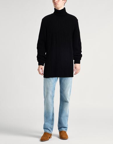 Man Turtleneck Black Size L Virgin Wool