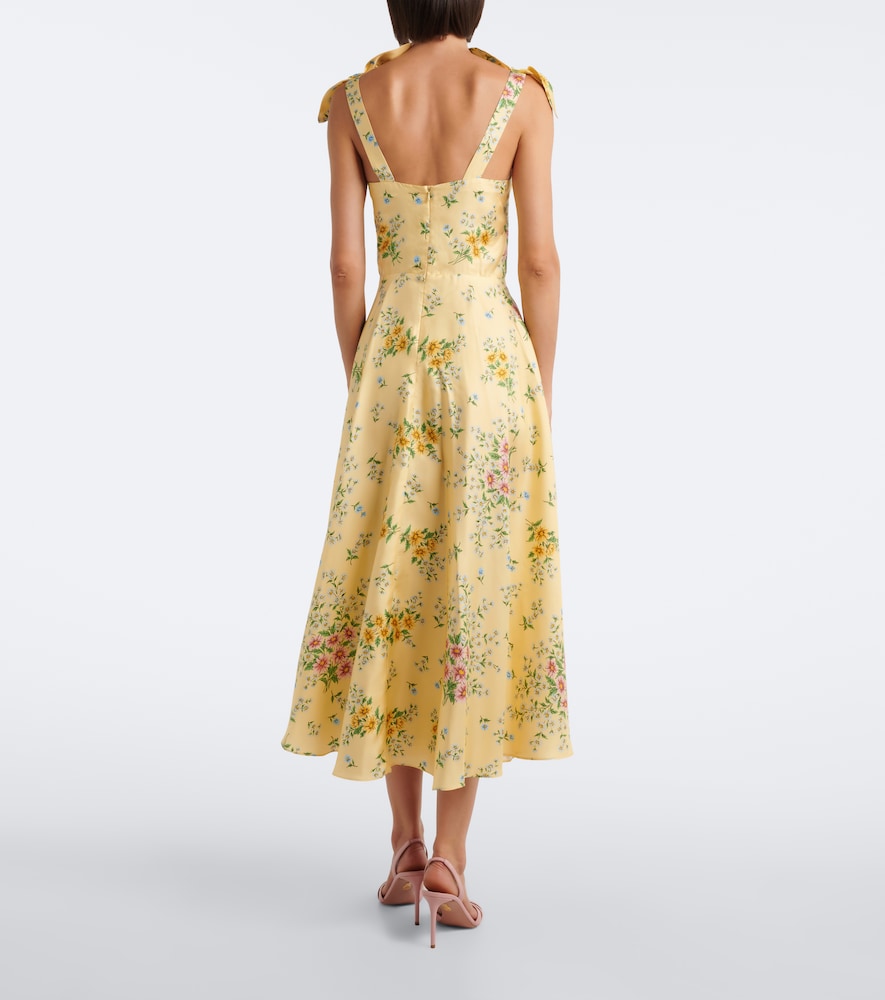 Floral silk twill midi dress