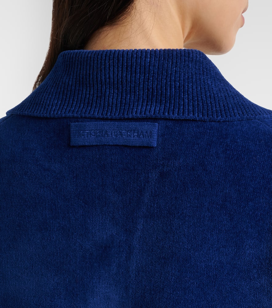 Cropped cotton-blend velvet sweatshirt