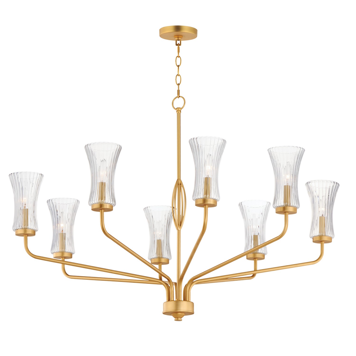Natural Aged Brass Eight Light Chandelier from the Camelot Collection
