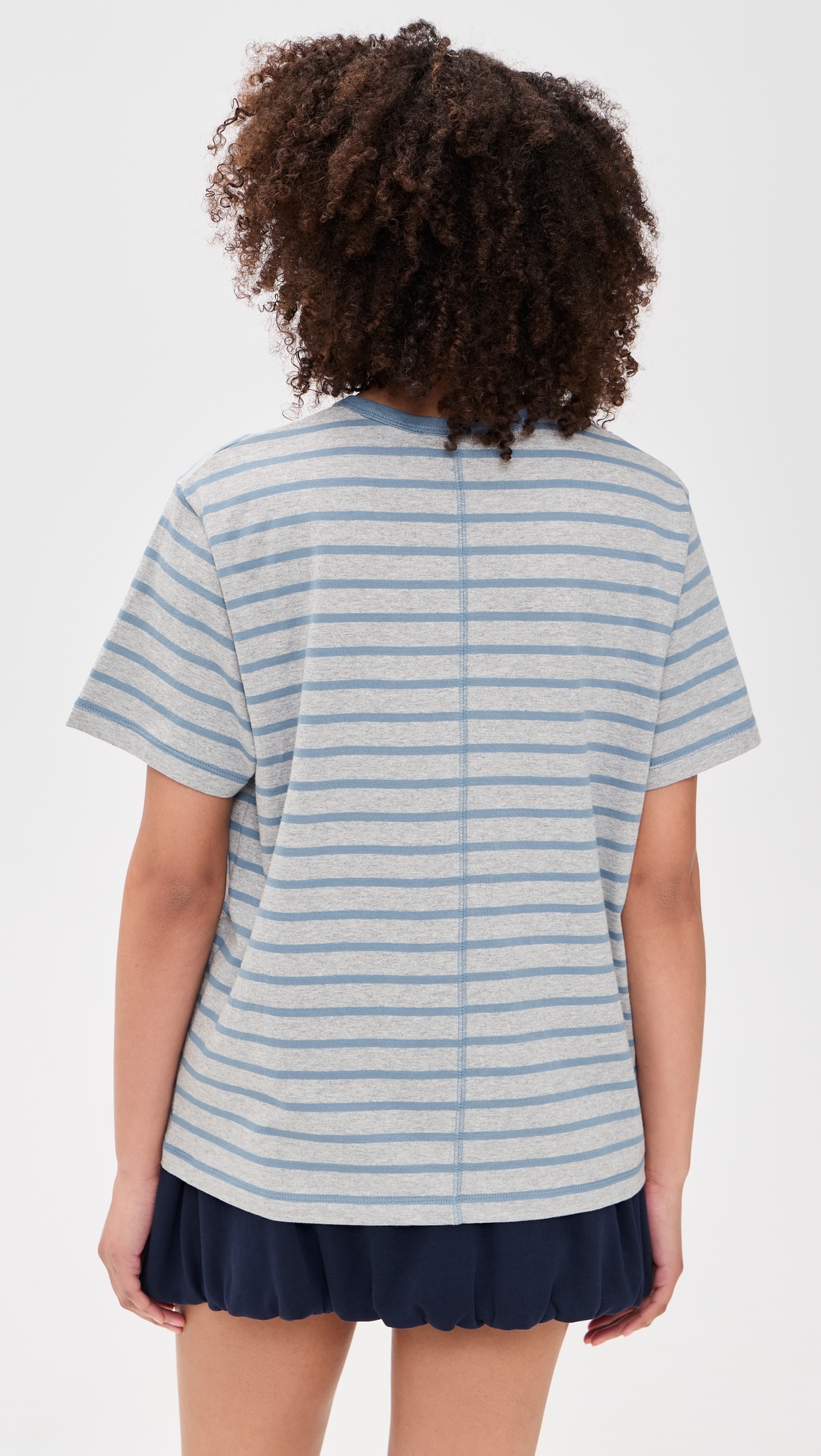 Striped T-Shirt Melange Grey/Soft Blue