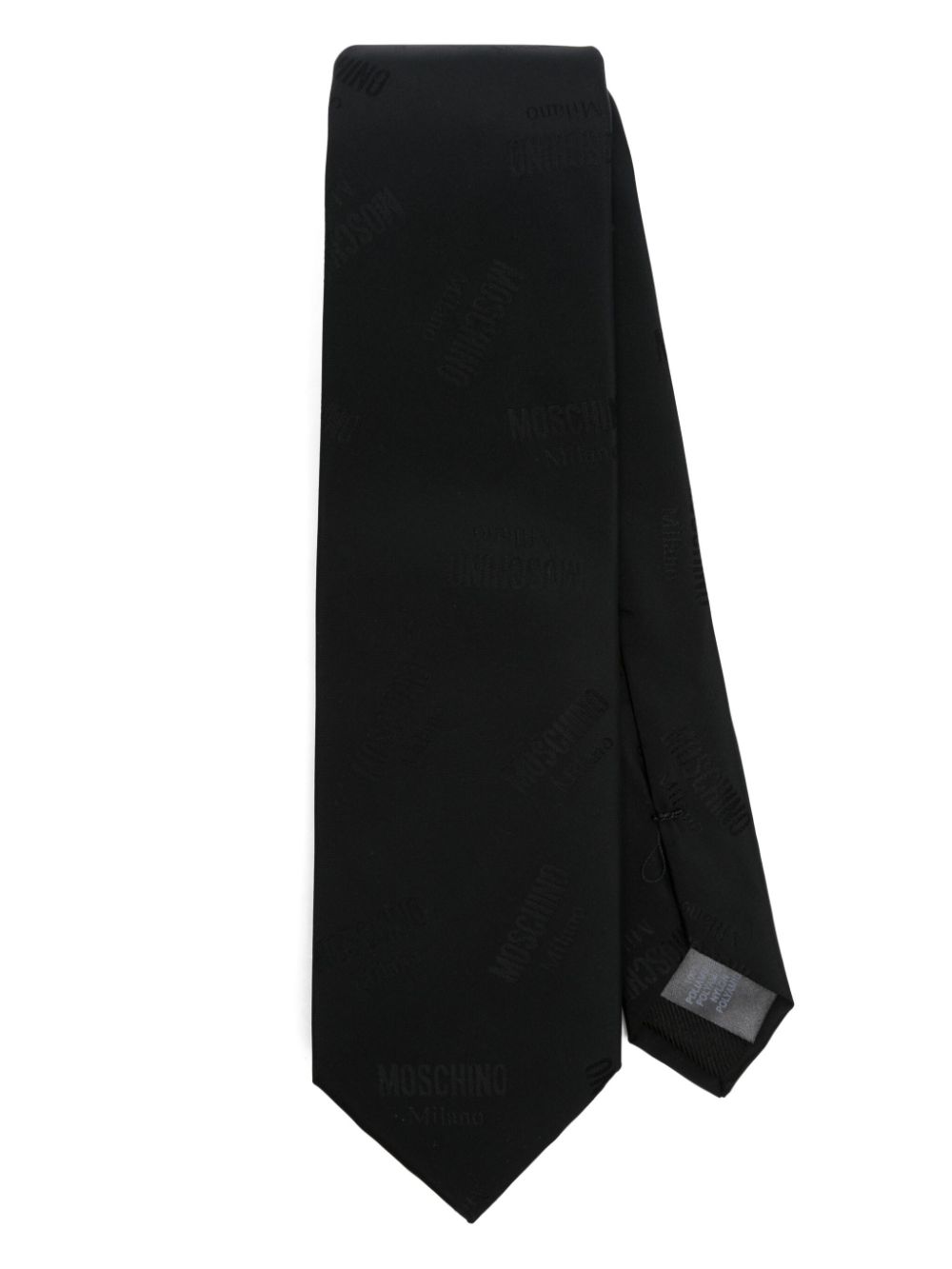 Pointed logo-jacquard tie - Black