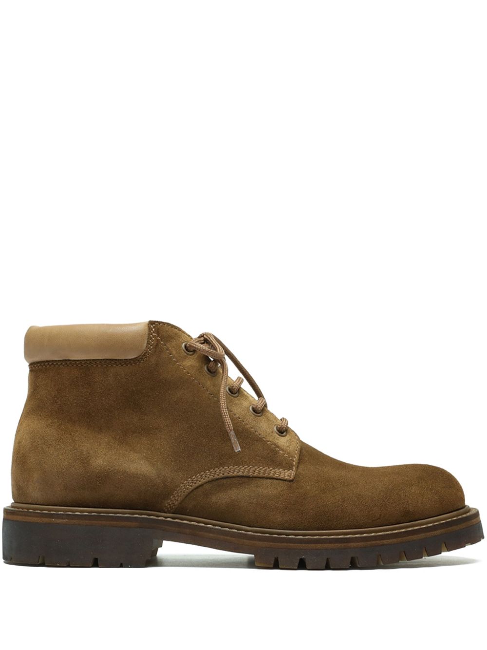 Lace-up suede boots - Brown