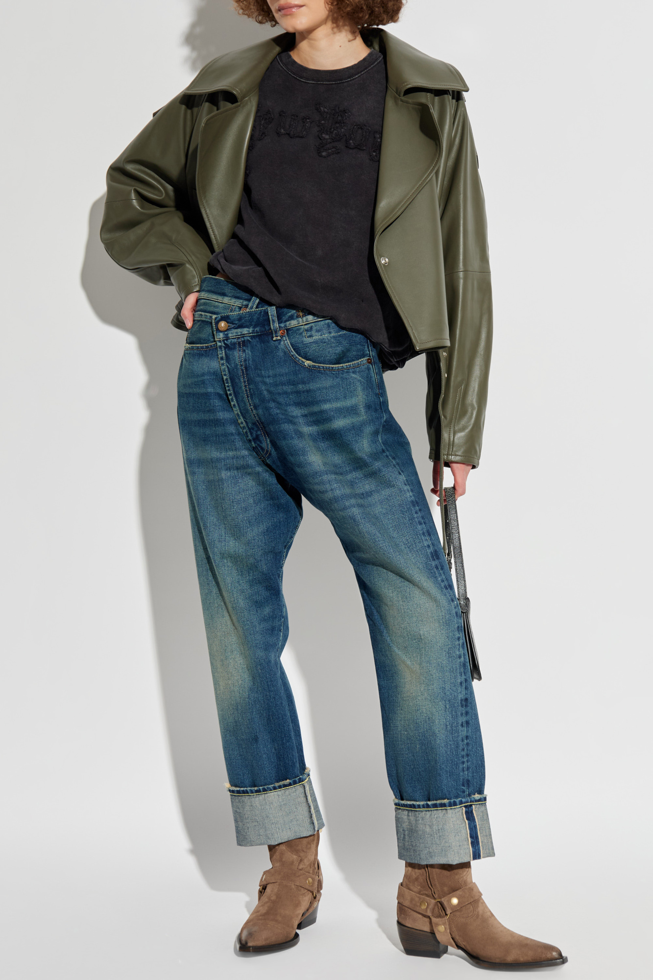 Jeans With Logo, Women's, Navy Blue