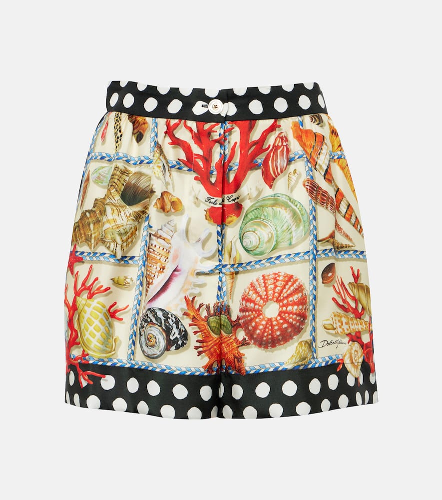 Capri printed silk satin shorts