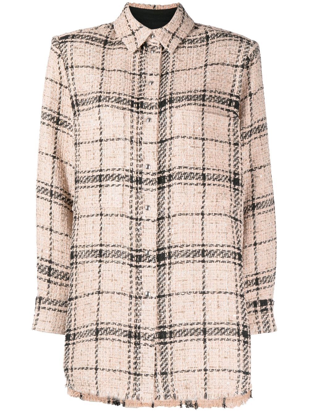 Check-print bouclé shirt - Neutrals
