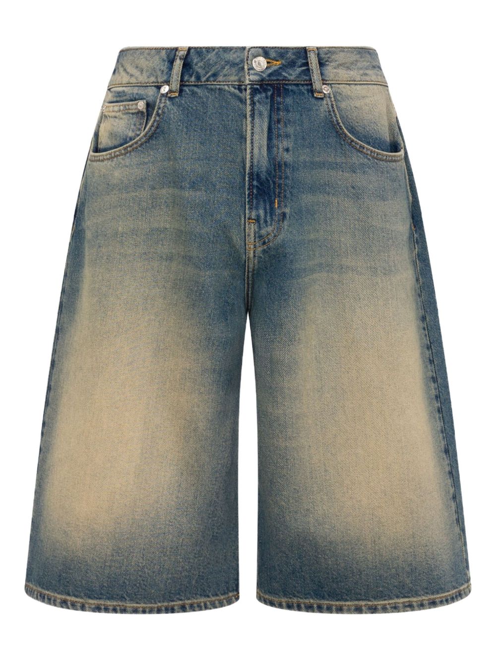 Whiskering-effect denim shorts - Blue
