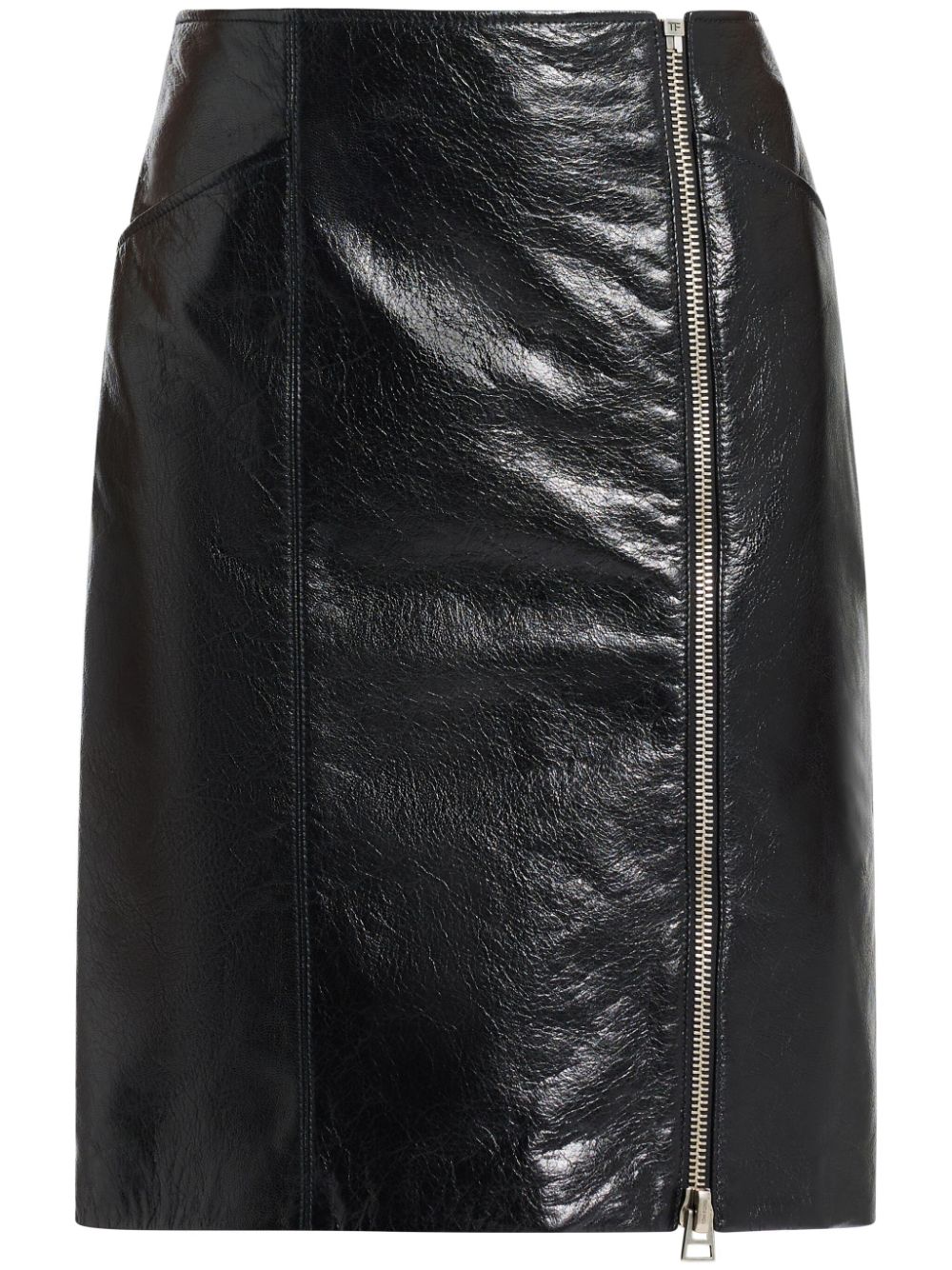 Panelled leather mini skirt - Black