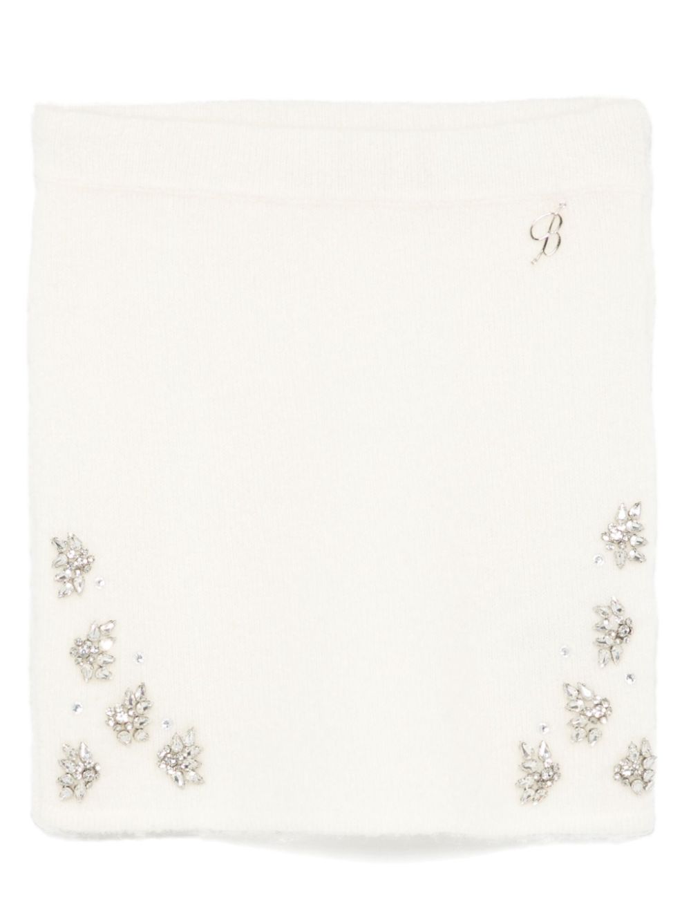 Rhinestone-embellished knitted skirt - White