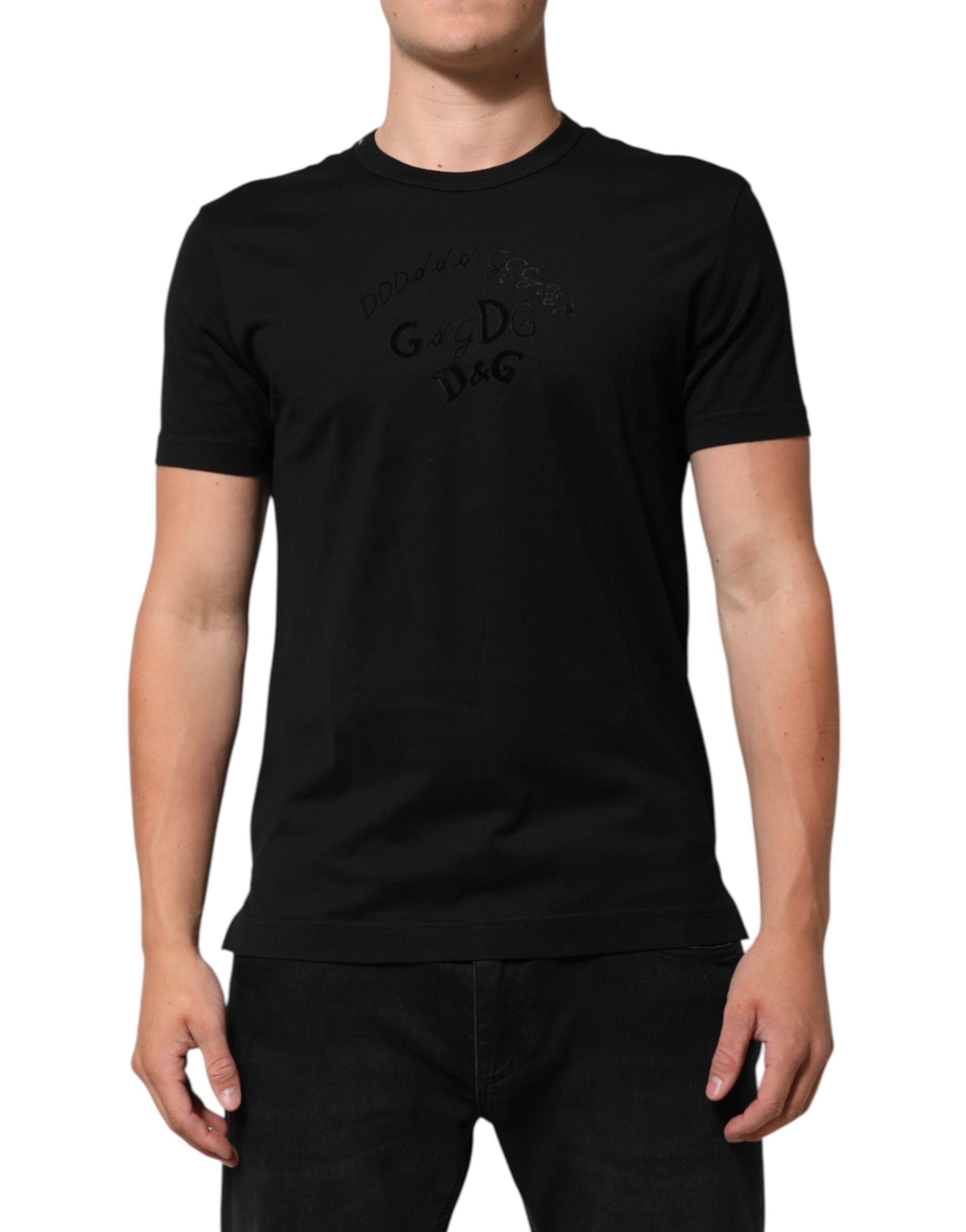 Velvet Logo Print T-Shirt — Black