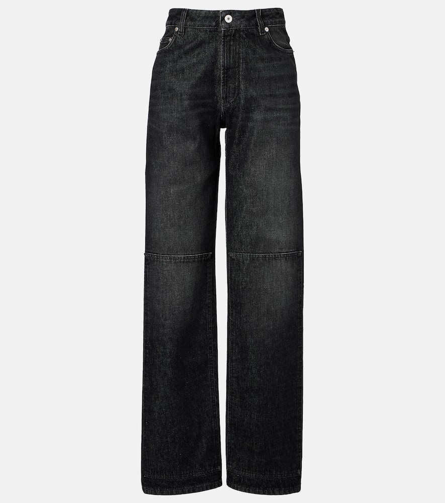 Cutout high-rise wide-leg jeans