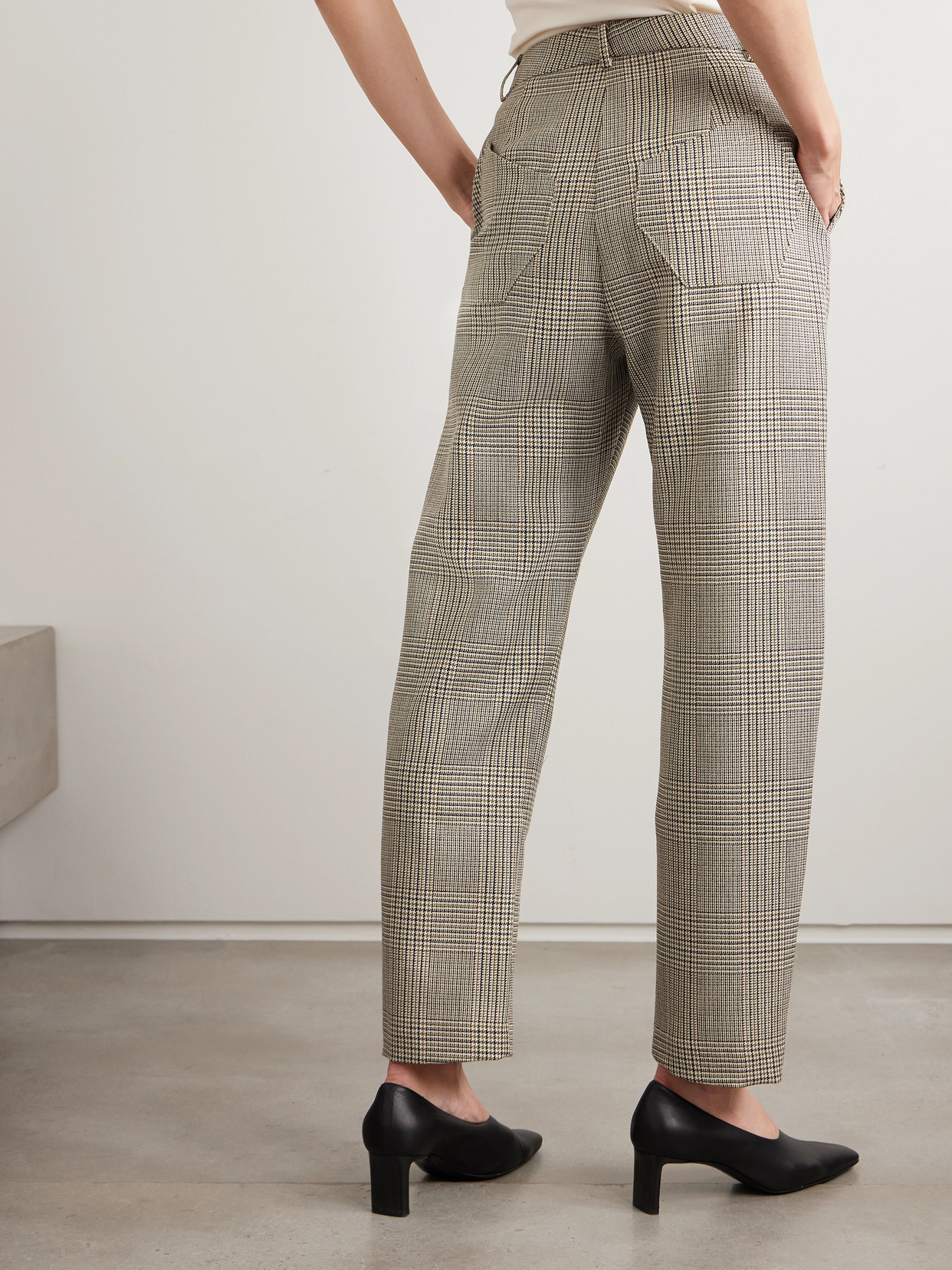 New York Houndstooth Wool Tapered Pants - Neutrals