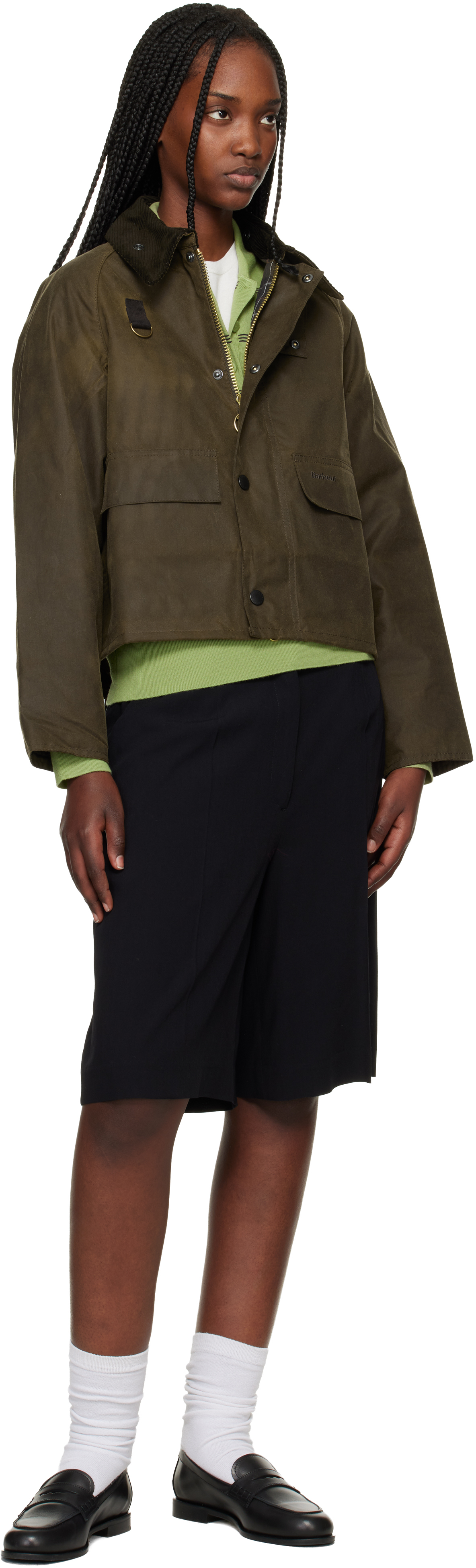 Khaki Spey Slim Waxed Jacket