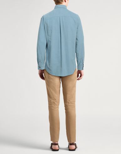 Man Shirt Sky blue Size L Cotton, Cashmere