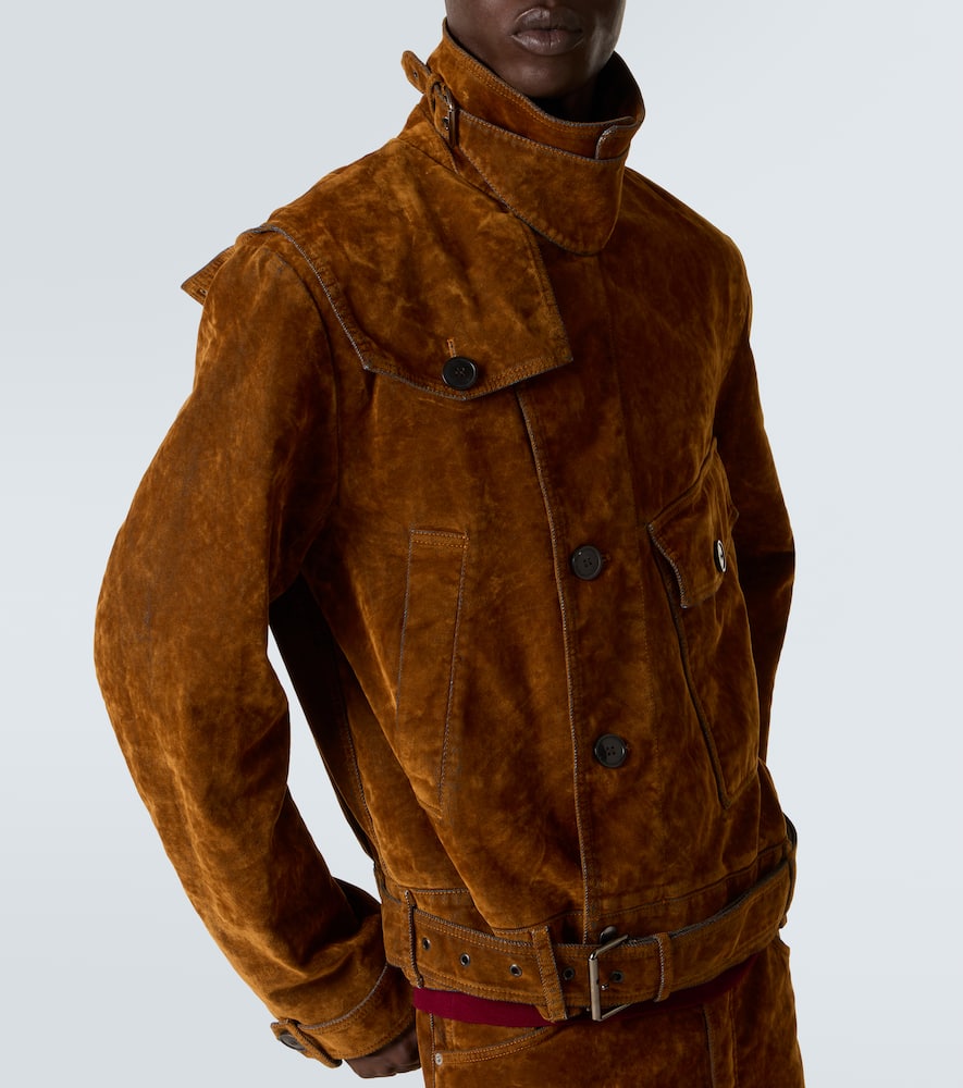 Vassel belted cotton biker jacket