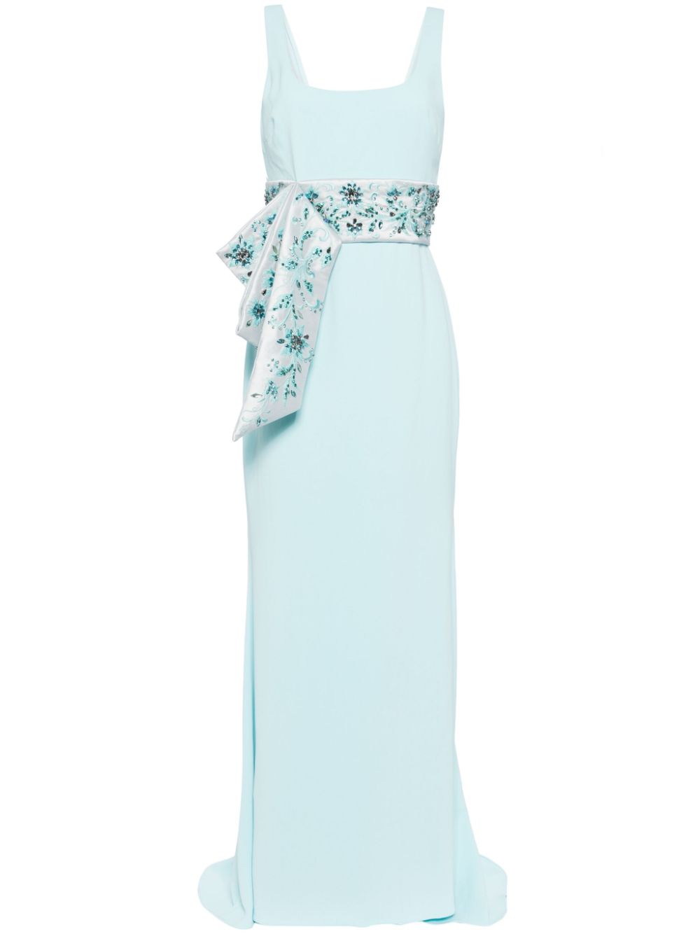 Sash-detail sleeveless gown - Blue