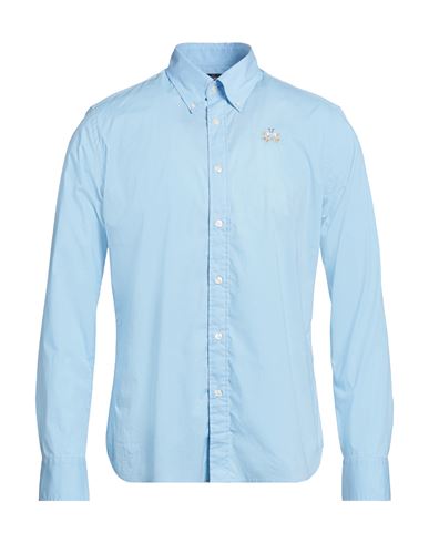 La Martina Man Shirt Light blue Size XL Cotton, Elastane