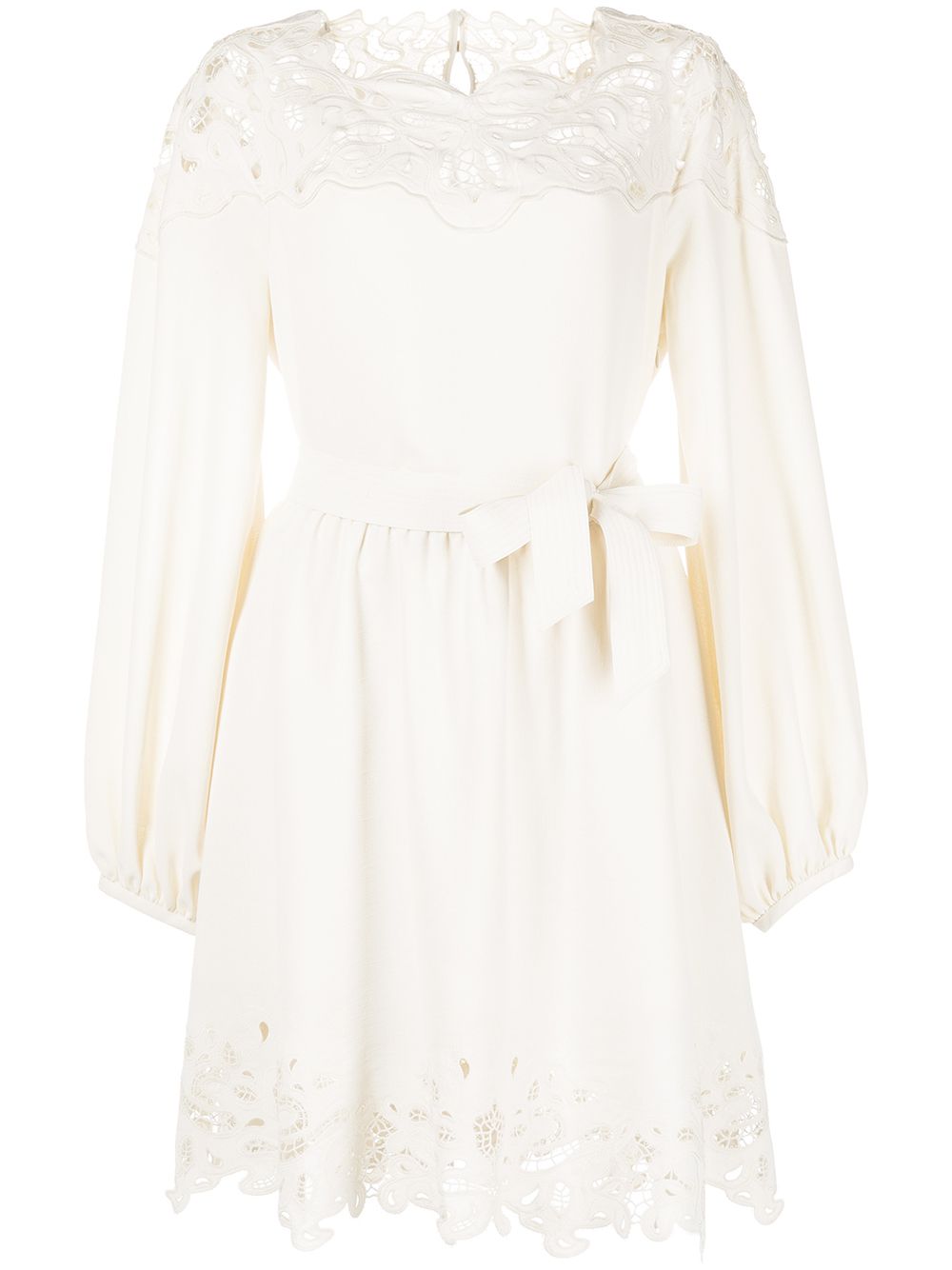 Avra paisley-embroidered mini dress - White