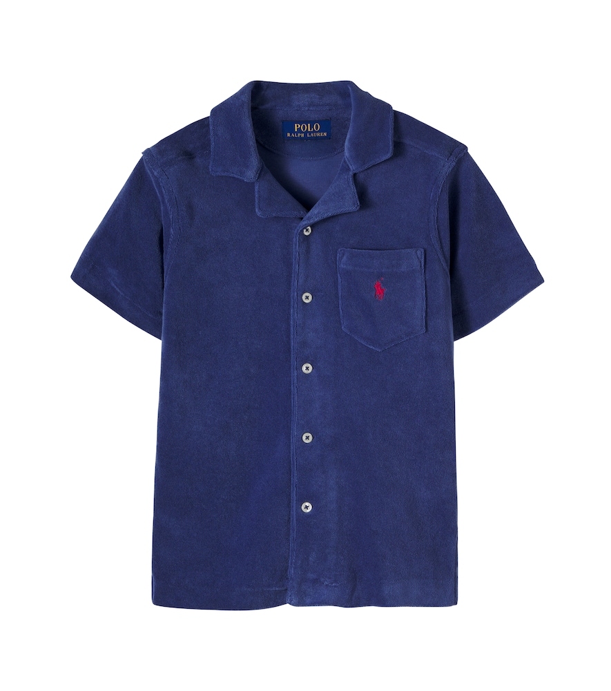 Cotton-blend terry polo shirt