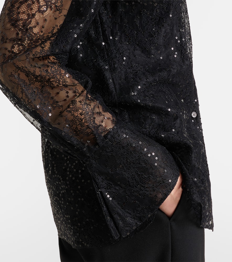 Sequined lace shirt