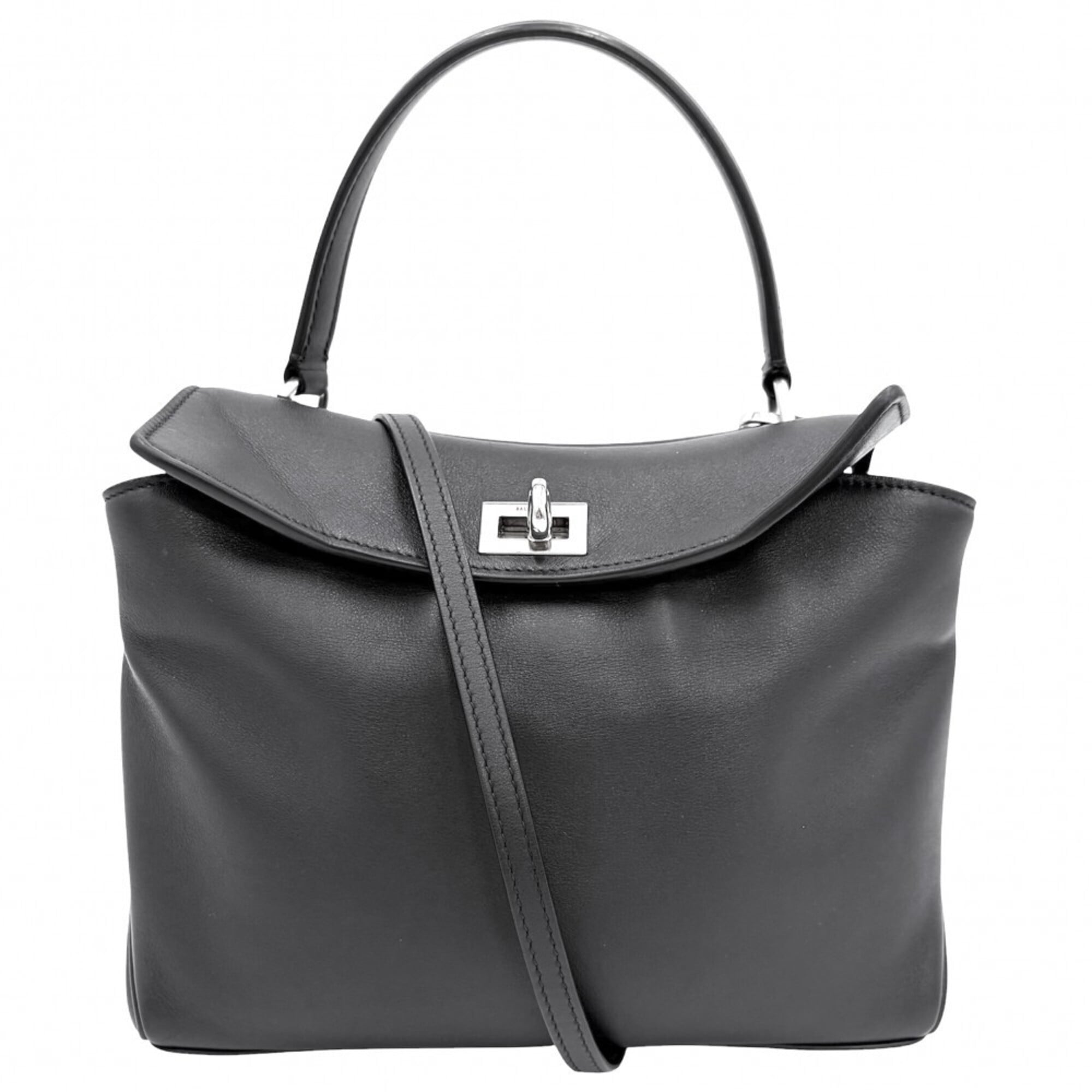 Balenciaga Black Leather Handbag Shoulder Bag Pre-Owned