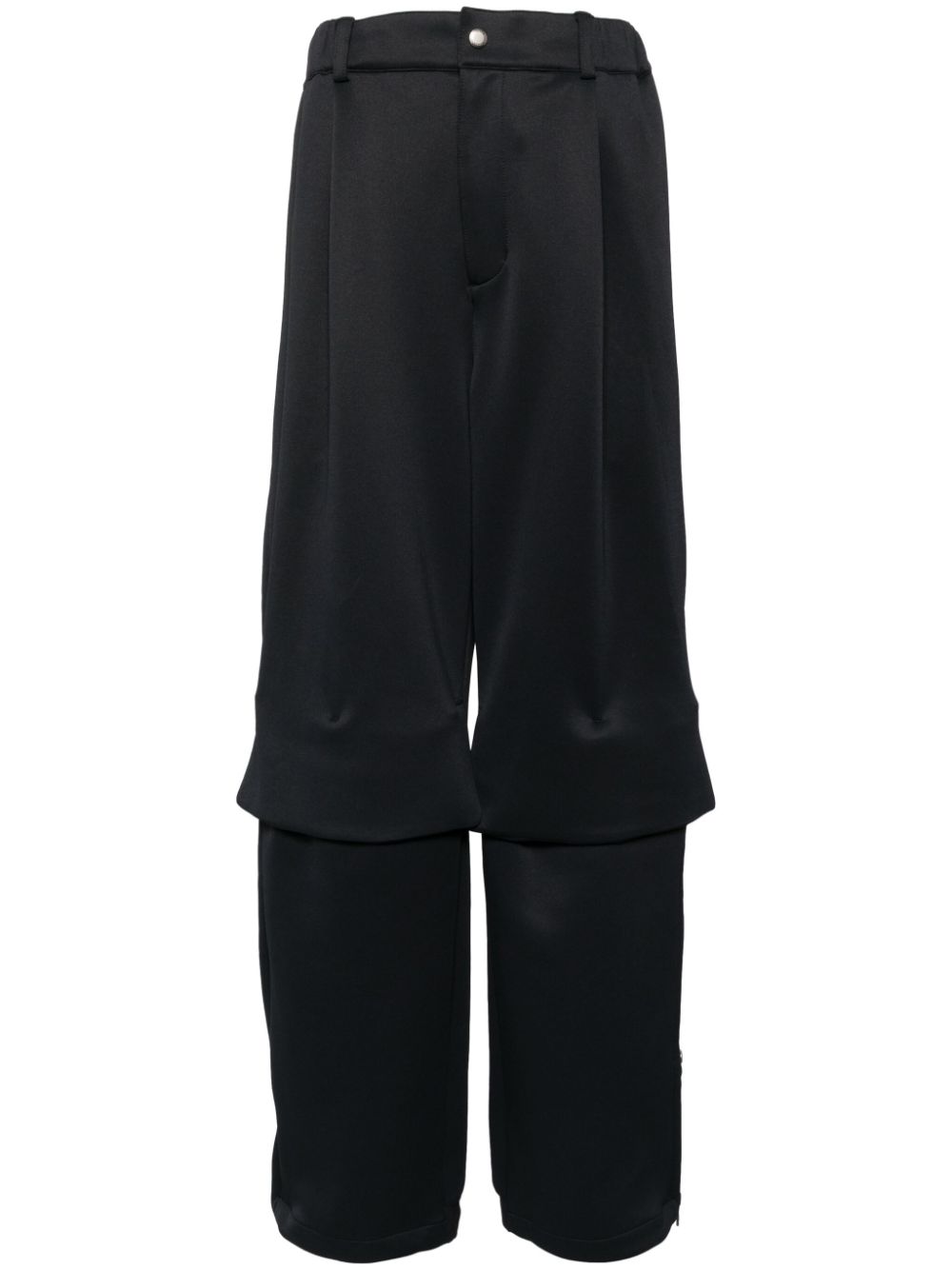 Layered-design wide-leg trousers - Blue
