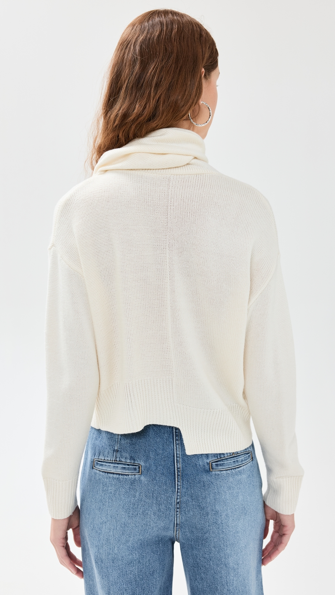 Neck Scarf Asymmetric Button Sweater Ivory