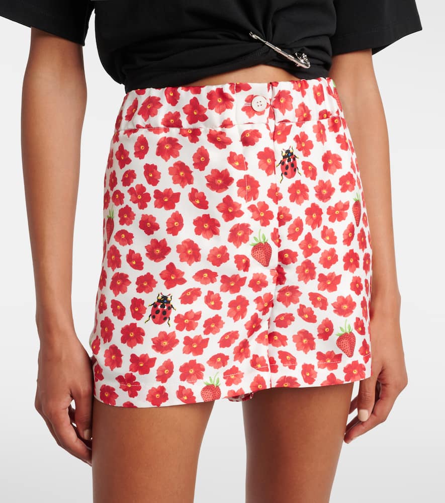 Versace Floral printed silk twill shorts
